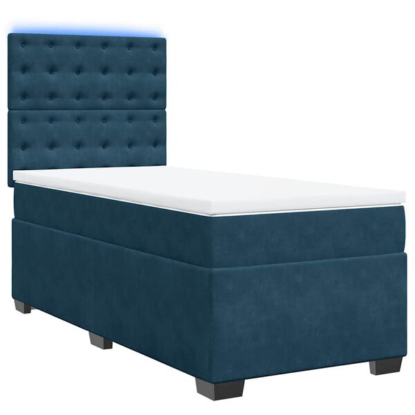 vidaXL Boxspring met matras fluweel blauw 90x190 cm