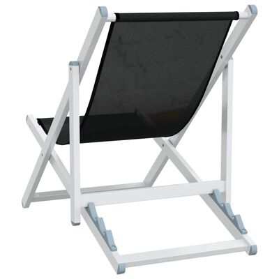 vidaXL Strandstoelen inklapbaar 2 st aluminium en textileen zwart