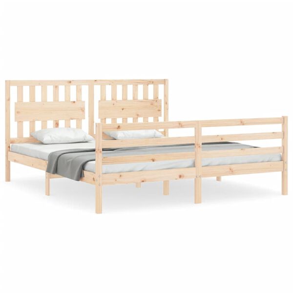 vidaXL Bedframe met hoofdbord massief hout