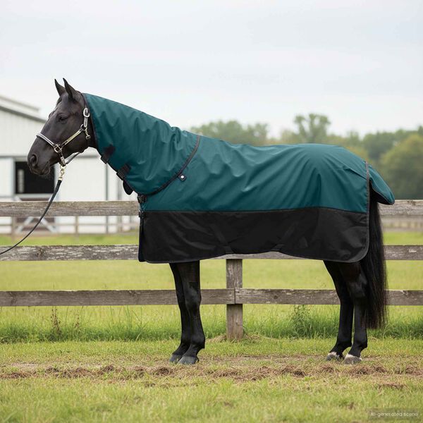 vidaXL Paardendeken Donkergroen en Zwart 155 cm Polyester