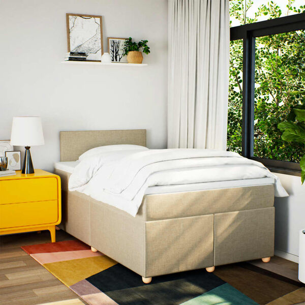 vidaXL Boxspring met matras stof cr&egrave;mekleurig 120x200 cm