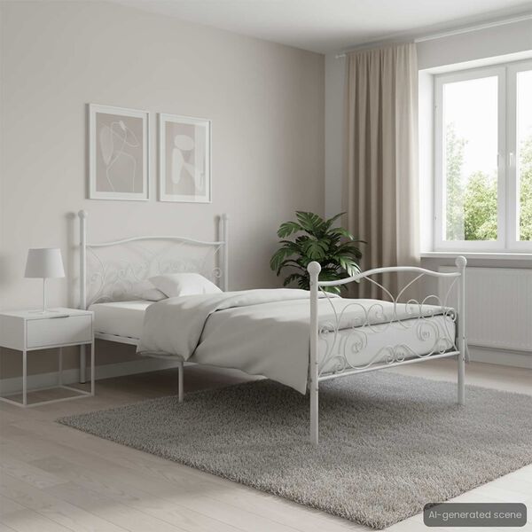 vidaXL Bedframe met lattenbodem metaal wit 90x200 cm