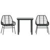 vidaXL 3-delige Tuinset poly rattan glas zwart