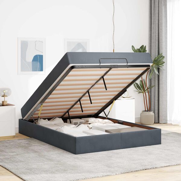 vidaXL Bedframe met matras met matras 2 pcs Dim Grijs Fluweel