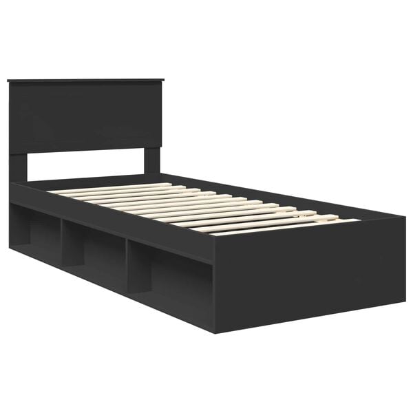 vidaXL Bedframe met hoofdeinde Zwart 90 x 190 cm Massief grenenhout