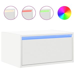 vidaXL Nachtkastje met LED-verlichting wandgemonteerd wit