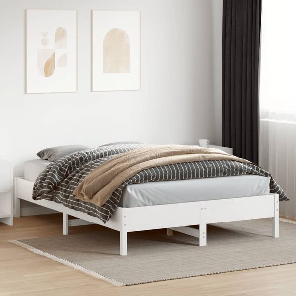 vidaXL Bedframe zonder matras massief grenenhout wit 140x200 cm
