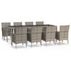 vidaXL 9-delige Tuinset met kussens poly rattan grijs