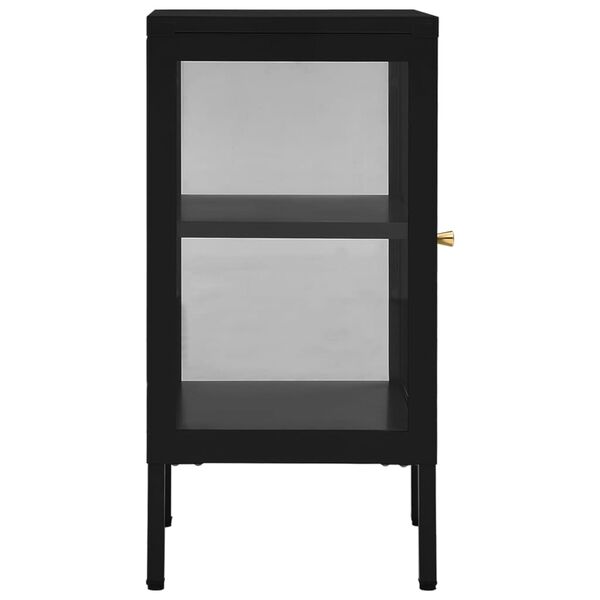 vidaXL Dressoir 38x35x70 cm staal en glas zwart