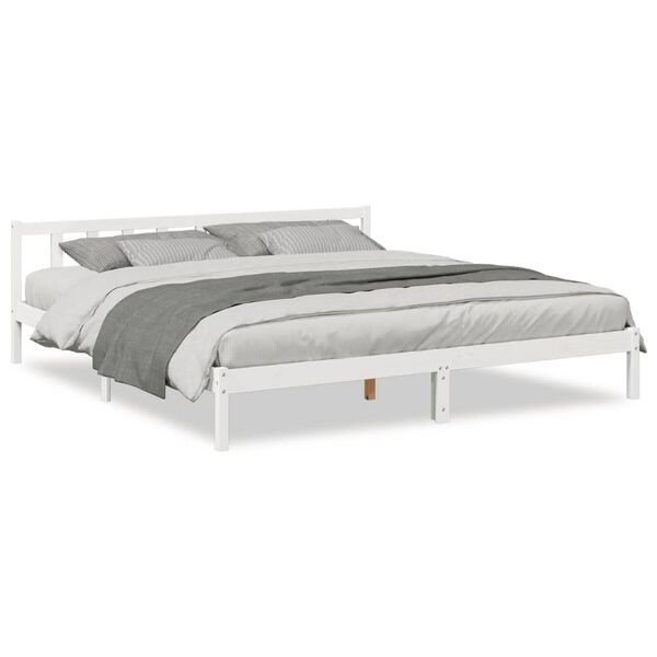 vidaXL Bedframe extra lang zonder matras grenenhout wit 180x210 cm