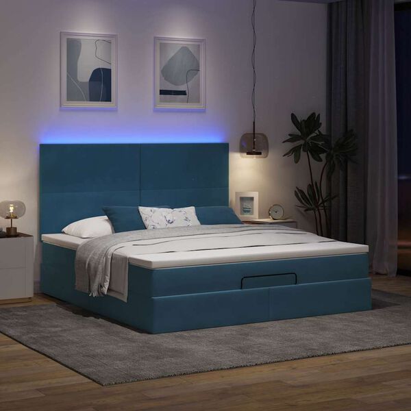 vidaXL Ottoman bed met matrassen en LED's 160x200cm fluweel
