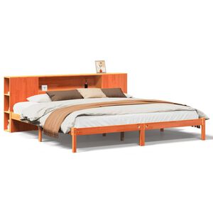 vidaXL Bed met boekenkast zonder matras grenenhout wasbruin 180x200 cm