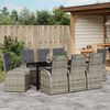 vidaXL Tuin eettafelset met kussen 9 pcs Grijs poly rattan