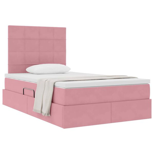 vidaXL Opslag bed met matras met matras Roze 120 x 190 cm Fluweel