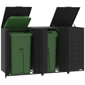 vidaXL Containerberging voor 3 containers 207x79x117 cm staal zwart