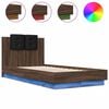 vidaXL Bedframe met hoofdbord en LED bruin eikenkleur 75x190 cm