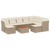 vidaXL 10-delige Loungeset met kussens poly rattan beige
