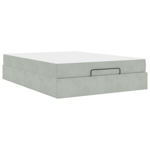 vidaXL Bedframe met matras met matras 2 pcs Lichtgrijs Fluweel