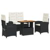 vidaXL 4-delige Tuinset met kussens poly rattan zwart