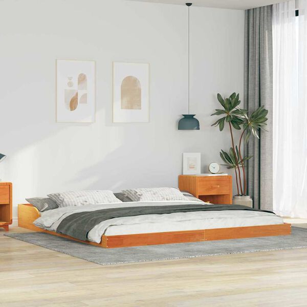 vidaXL Bedframe Wasbruin 200 x 210 cm Massief grenenhout