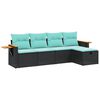 vidaXL 5-delige Loungeset met kussens poly rattan zwart
