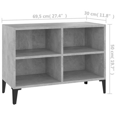 vidaXL Tv-meubel met metalen poten 69,5x30x50 cm betongrijs