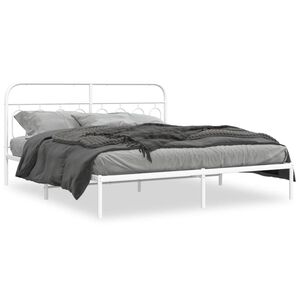 vidaXL Bedframe met hoofdbord metaal wit 180x200 cm