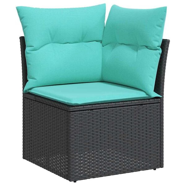 vidaXL 5-delige Loungeset met kussens poly rattan acacia zwart