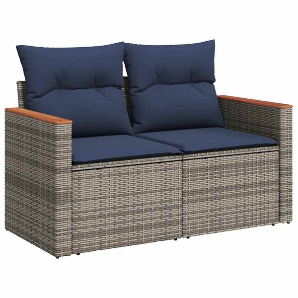 vidaXL 6-delige Loungeset met kussens poly rattan grijs