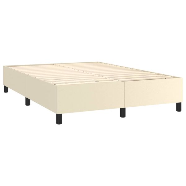 vidaXL Boxspring bed kunstleer cr&egrave;mekleurig 140x190 cm