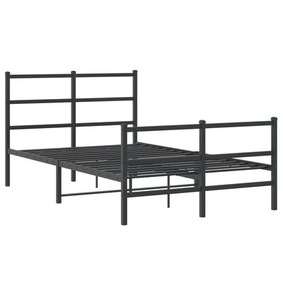 vidaXL Bedframe met hoofd- en voeteneinde metaal zwart 120x190 cm