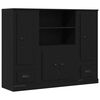 vidaXL Highboard Zwart Eiken 132 x 35,5 x 103,5 cm Bewerkt hout