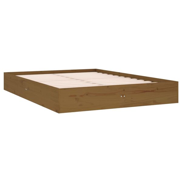 vidaXL Bedframe massief hout honingbruin 135x190 cm