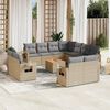 vidaXL 12-delige Loungeset met kussens poly rattan gemengd beige