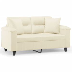 vidaXL Tweezitsbank met sierkussens 120 cm kunstleer cr&egrave;mekleurig