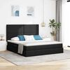 vidaXL Opbergbed met LED met matras Zwart 160 x 200 cm Polyester