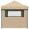 vidaXL Partytent inklapbaar pop-up met 4 zijwanden beige