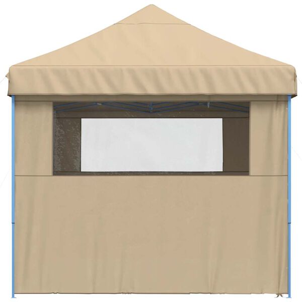 vidaXL Partytent inklapbaar pop-up met 4 zijwanden beige