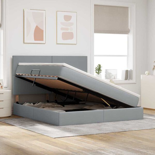 vidaXL Opslag bed met matras Lichtgrijs 180 x 200 cm Polyester