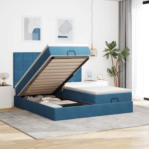 vidaXL Ottoman bed met matrassen en LED's 180x200cm fluweel