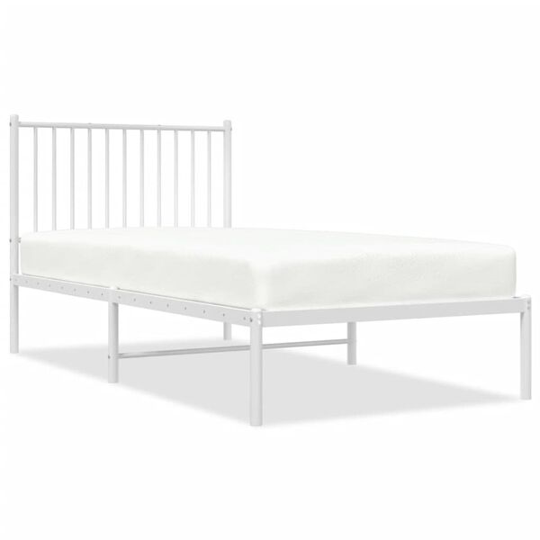 vidaXL Bedframe met hoofdbord metaal wit 90x190 cm