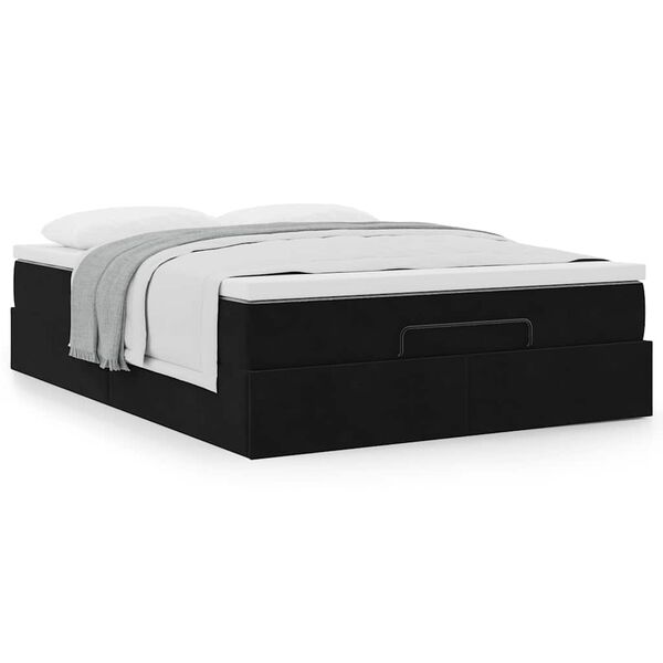 vidaXL Ottoman bed met matras 140x200cm fluweel zwart