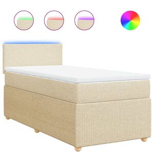 vidaXL Boxspring met matras stof cr&egrave;mekleurig 80x200 cm