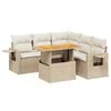 vidaXL 6-delige Loungeset met kussens poly rattan beige