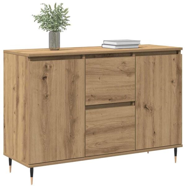 vidaXL Dressoir met lade Artisan Eiken 101,5 x 35 x 70 cm Bewerkt hout