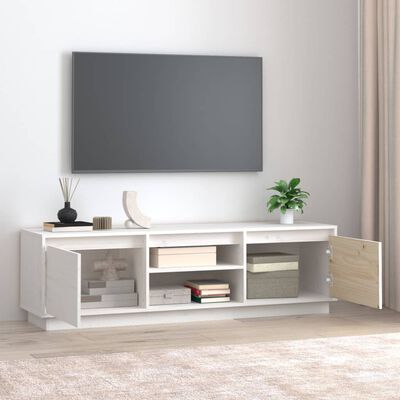 vidaXL Tv-meubel 140x35x40 cm massief grenenhout wit