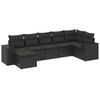 vidaXL 7-delige Loungeset met kussens poly rattan zwart