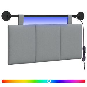 vidaXL Hangend hoofdbord Met LED-verlichting Lichtgrijs Stof