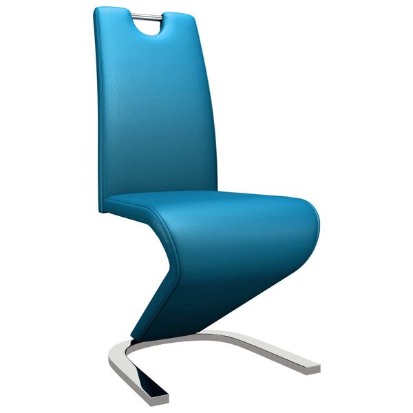 vidaXL Eetkamerstoelen met zigzag-vorm 2 st kunstleer blauw