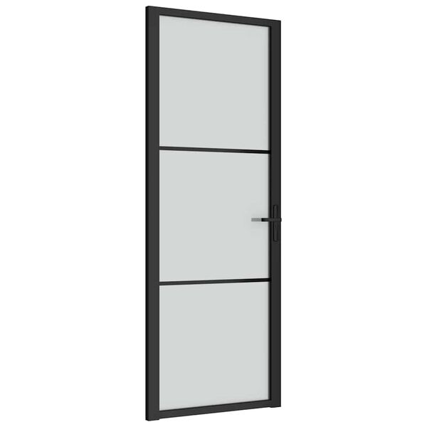 vidaXL Binnendeur 76x201,5 cm matglas en aluminium zwart